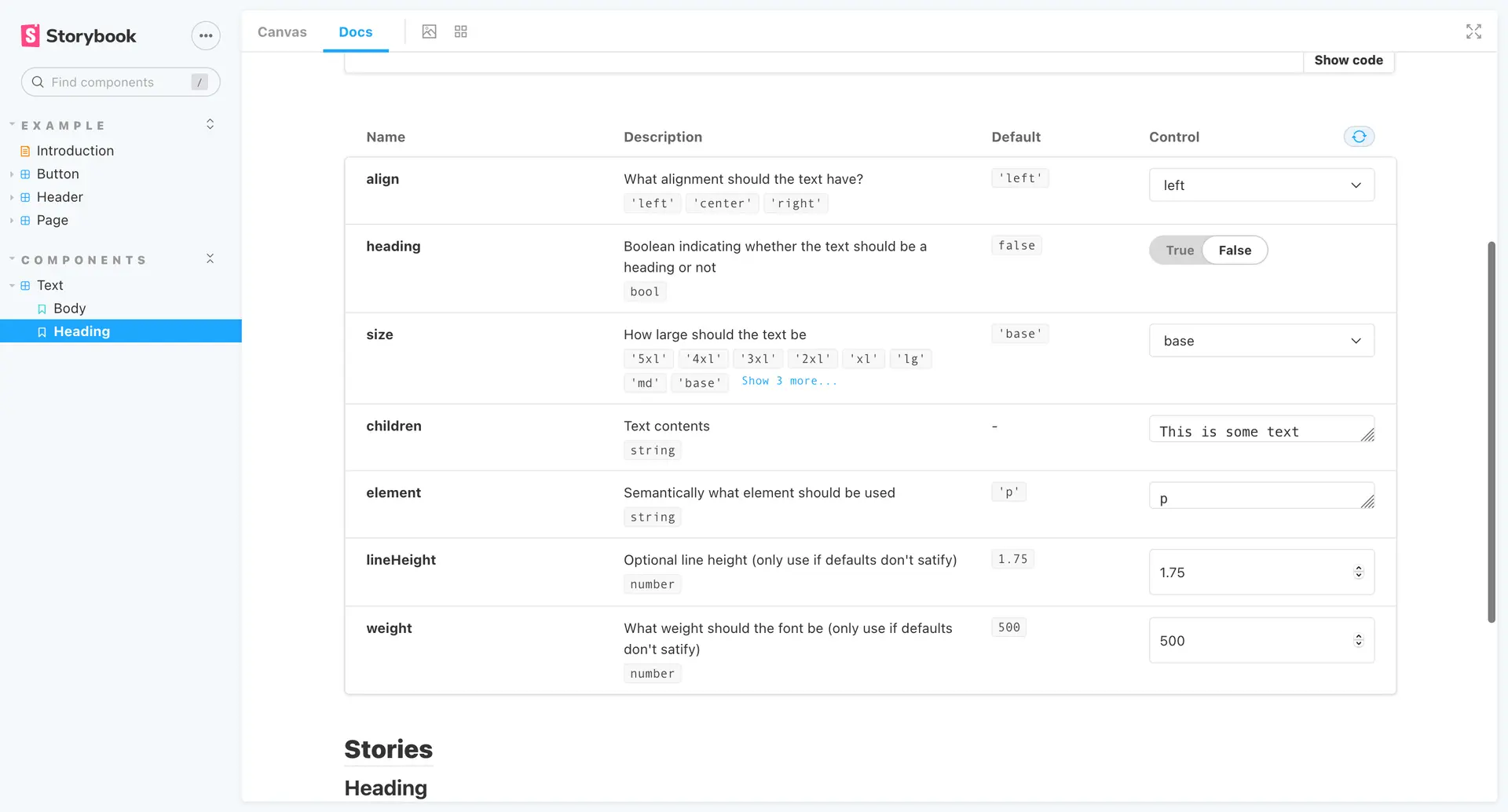 Now showing descriptions and type definitions